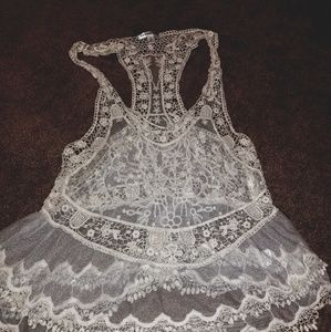 Lace-like racerback top